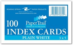Unruled 3×5 Index Cards, 100 Each – Pack of 36
