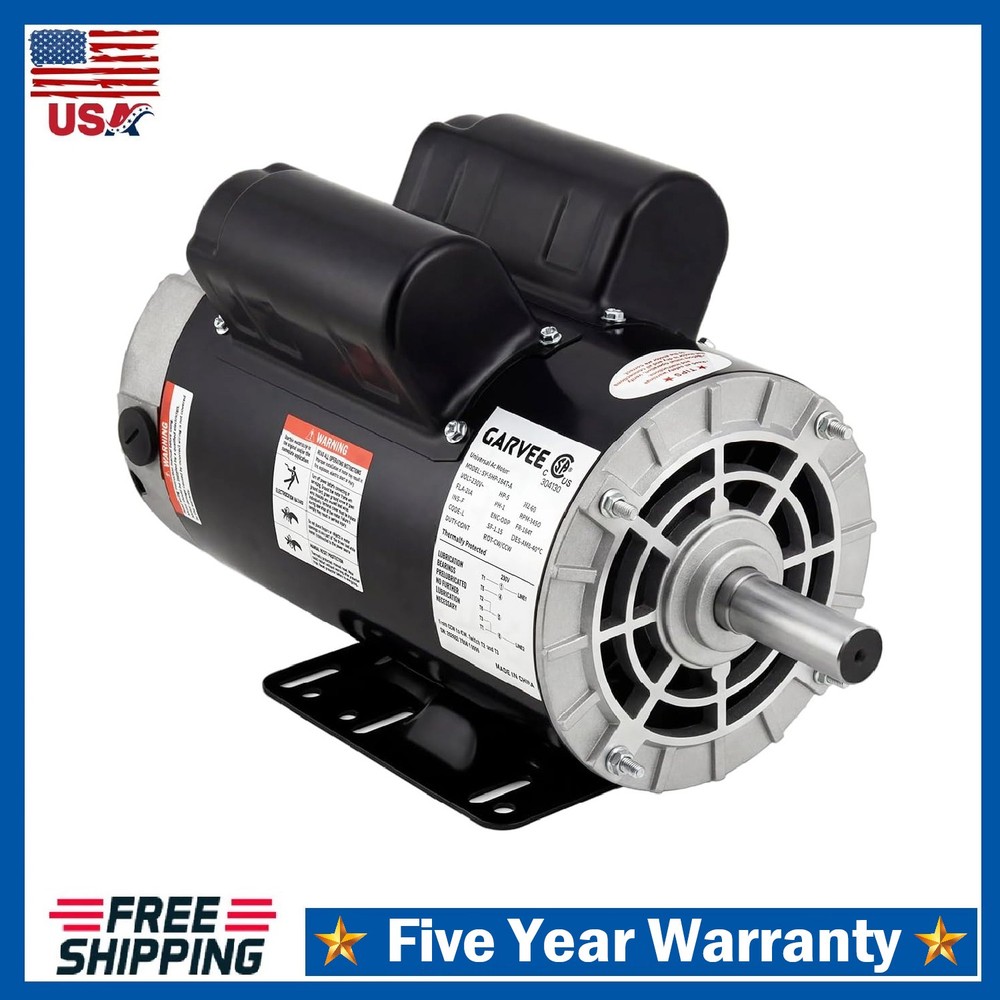3HP SPL Air Compressor Electric Motor 230V 3450RPM 56 Frame Dual CW/CCW Rotation
