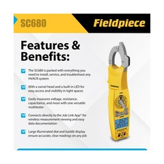 Fieldpiece SC680 Clamp Meter – Wireless Power Multitester for HVACR Professio…