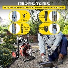 Auto Feed Drain Auger Cleaner Electric 100′ x 1/2″ Sewer Snake Cleaning Machine