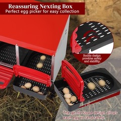 LEADZM Chicken Nesting Boxes 3 Hole Metal Chicken Egg Laying Box