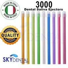 3000 Saliva Ejectors Dental Suction Ejector Optional Color Made in Italy 30 bags