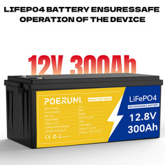 12V LiFePO4 Lithium Battery 12V 300Ah Deep Cycle BMS for RV Off-grid Marine