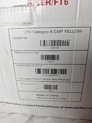 Perfect Vision PVCAT6CMPWHT Wire Category 6 Plenum UL 1000 ft Reel in Box Yellow