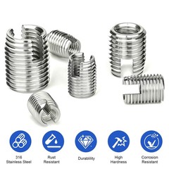 50x Metric Thread Inserts M3-M16 Stainless Steel Self-Tapping For Workshop Use