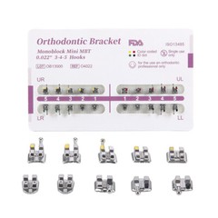 AZDENT Dental MIM Monoblock Orthodontic Brackets Braces Mini Roth/MBT Hooks 345