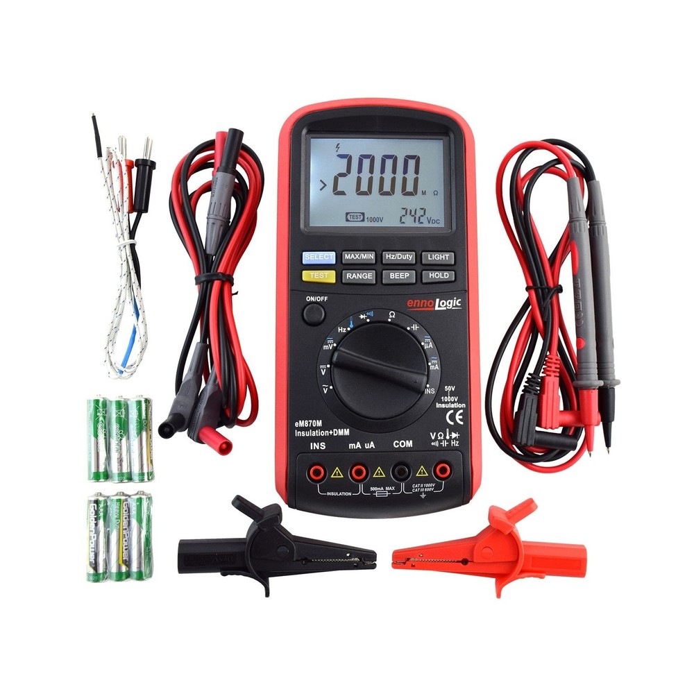 eM870M Insulation Tester by ennoLogic 50/100/250/500/1000V – Megohmmeter &