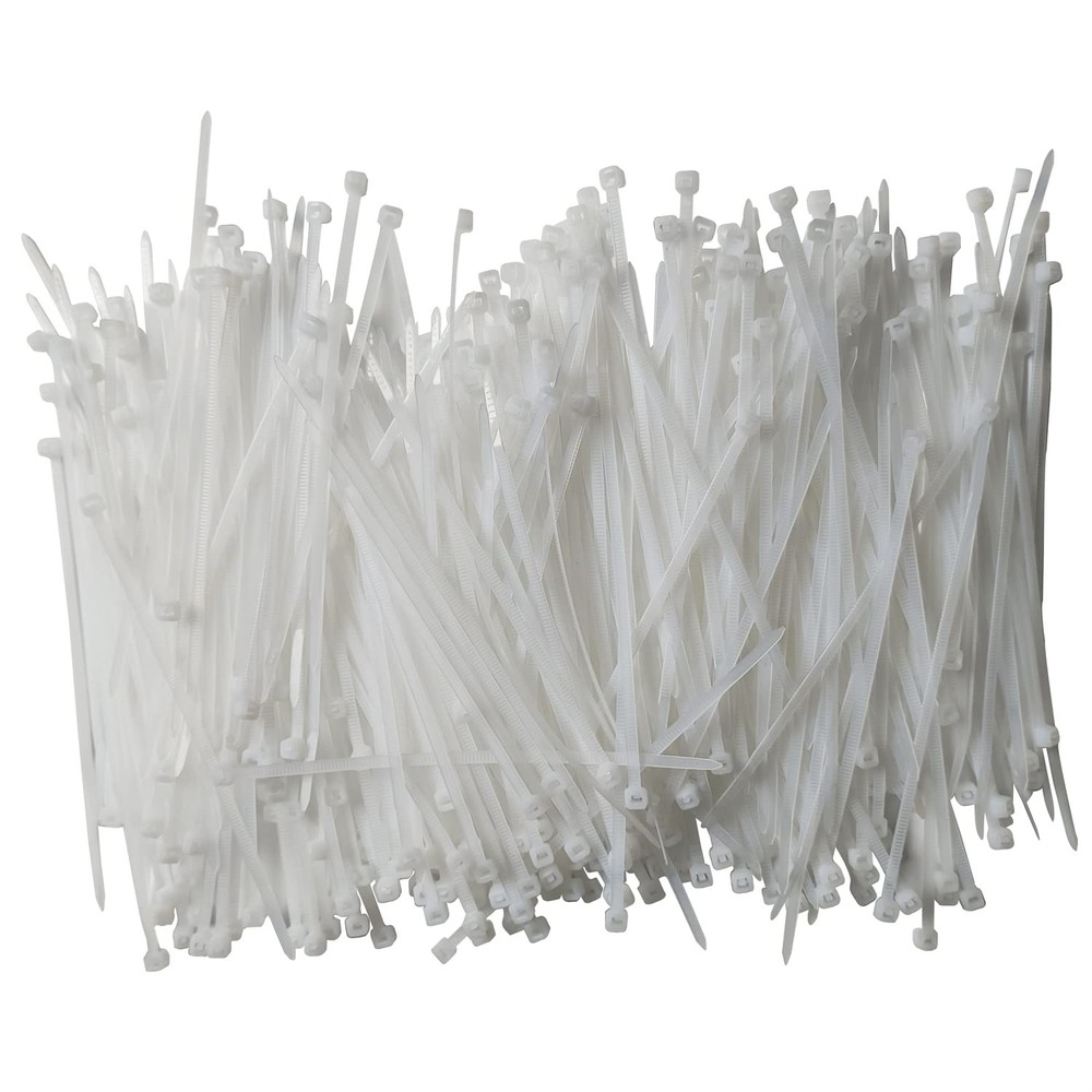 4 inch White Cable Management Zip Ties 1000 Pcs 18 Pounds Tensile Strength