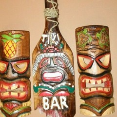 Restaurant Tiki Decor Handmade Wood Tiki Masks Tropical Colors Salty Pirates 3
