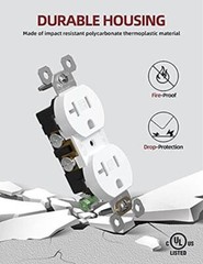 AIDA Duplex Electrical Receptacle Outlets, 20Amp 125V Assorted Colors , Sizes