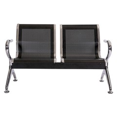 2-Seat Airport Waiting Chair Clinic Bench Office Reception Room Salon Black