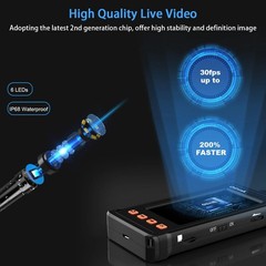 Oiiwak 8.5mm 1080P HD Endoscope Borescope LCD Inspection Snake Camera Tool 50FT