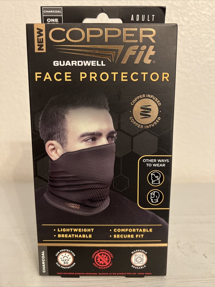 COPPER FIT FACE PROTECTOR ADULT UNISEX ONE SIZE FITS MOST CHARCOAL (BRAND NEW)