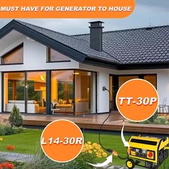 30A Generator Adapter Cord NEMA TT-30P Male to L14-30R Female 3 Prong to 4 Prong
