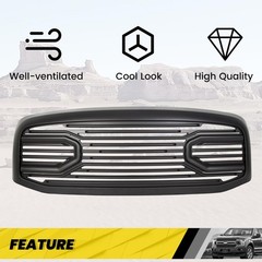 Front Bumper Grille 2006-2009 Dodge RAM 2500 3500 Big Horn W/O Light Matt Black