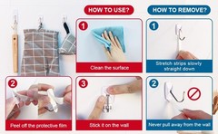 Sinfuo Wire Hooks for Wall Small 32 Hooks + 36 Stirps, Damage Free Utility Ho…