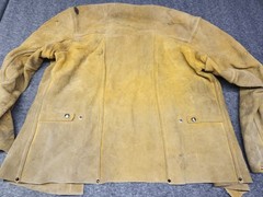 Used Tan Mens Leather Welding Jacket XL Heavy Duty Flame Resistant