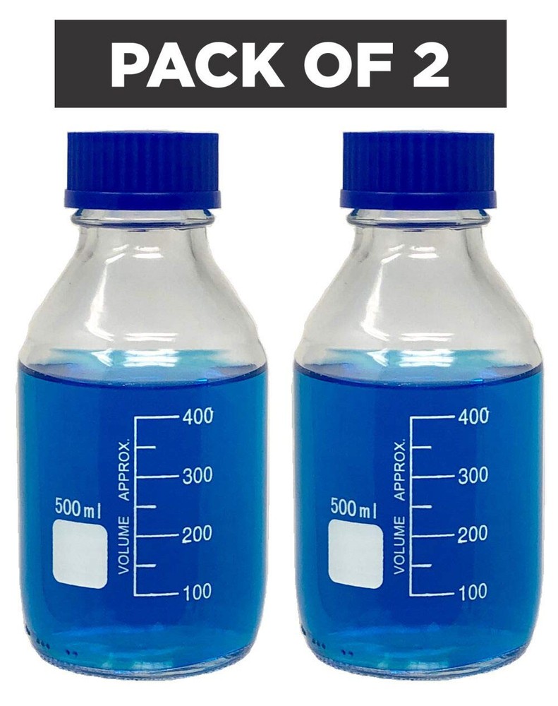 500ml Glass Round Media Storage Bottles with GL45 Screw Cap, Borosilicate Glass