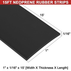 Adhesive Neoprene Rubber Strips 1 Inch x 1/16 Thick x 15 Ft Long Seal Gasket