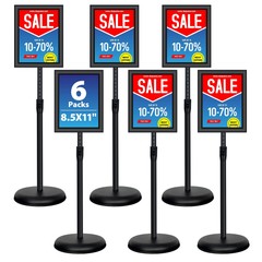 6Packs 8.5×11 Inch Adjustable Pedestal Poster Sign Stand, Heavy Duty Floor St…