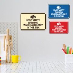 Classic Framed Food Safety Warning, Wash Hands Only In This Sink