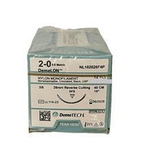 2-0 USP Nylon Surgical Sutures 18” 26mm Reverse Cutting 3/8c EXP 06/2028 12ct