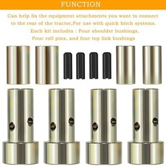 2 Pairs Cat 1 Quick Hitch Adapter Bushing Kit Fits Category 1 Tractors TK-95029