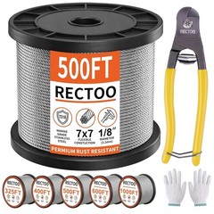 1/8 Stainless Steel Cable, 500FT T316 Marine Grade Wire Rope with 8″ Cutter &…