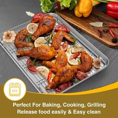 Wildone 6-Pc Baking Sheet Set: 3 Pans + 3 Racks, Stainless Steel, Non-Toxic