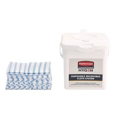 Rubbermaid Commercial HYGEN 2134283 Cleaning Cloths – Blu/Wht Strps (600/CT) New