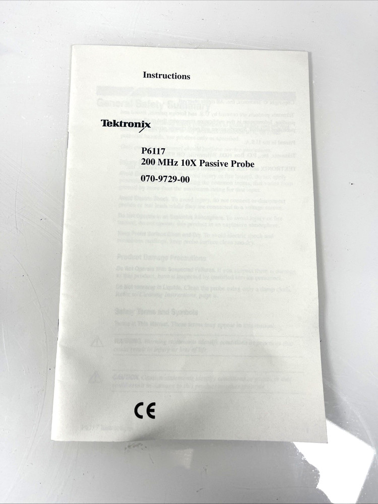 TEKTRONIX P6117 200Mhz 10x Passive Prob 070-9279-00 Instruction Guide Manual