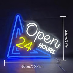 Open 24 Hours Neon Sign, Led Sign, Bar Neon Light Sign, Open 24 Hours Sign Pu…