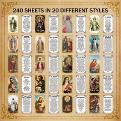 Skyygemm 240 Pcs Catholic Saint Prayer 3.55 inches x 2 inches, Multicolor