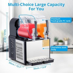 Commercial Slushy Machine Smoothie Maker 4Lx2 Frozen Drink Daiquiri Machine