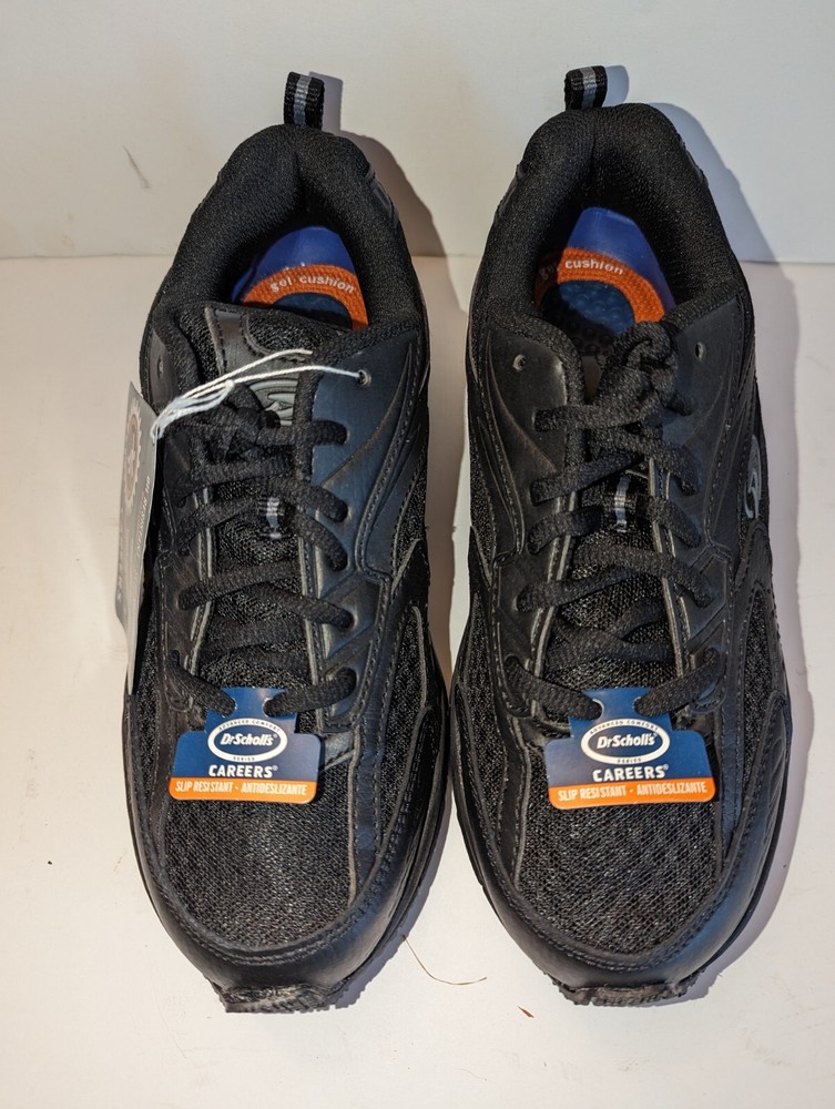 NWT! DR SCHOLL’S Black Careers Peppy Gel Insole Slip Resistant Work Shoe sz 7.5W