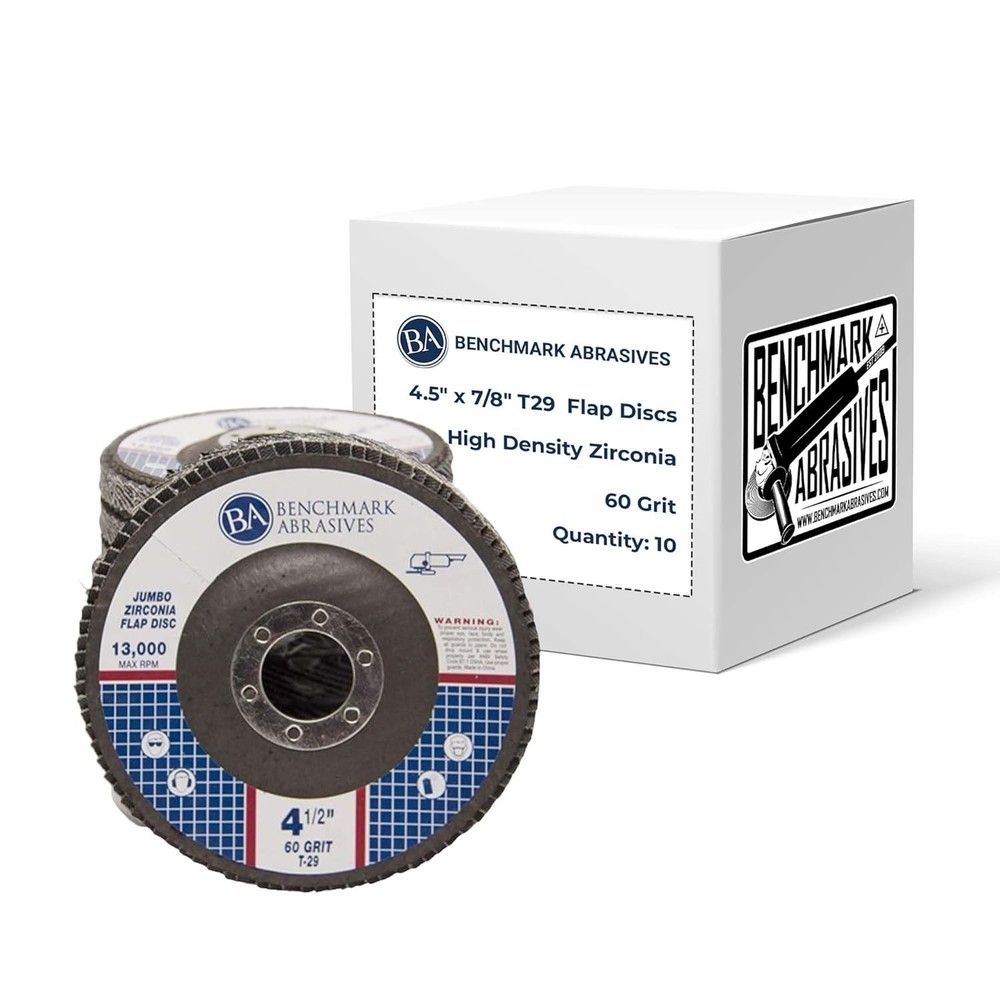 Benchmark 4.5″ x 7/8″ Zirconia Type 29 Flap Discs 10 Pack for Angle Grinder