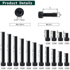 M5-0.8 x 30mm Socket Head Cap Screws, 12.9 Grade Alloy Steel, Black Oxide Fin…