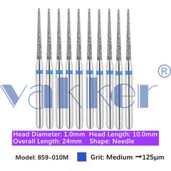 10pc Diamond Bur Shape Needle Diamond Burs for Handpiece Fine Medium Coarse