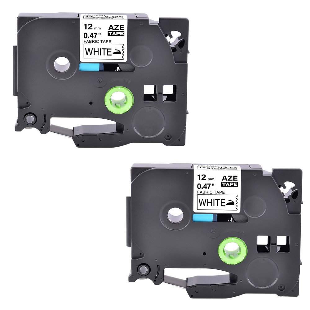 2PK Compatible Brother TZ-FA231 TZe-FA231 Black on White Fabric Label Tape 12MM