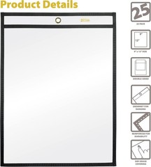 Better Office Products Shop Ticket Holders, 9 X 12 Inches Both Sides Clear(25PK)