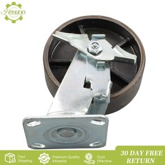4PCS 6″ Industrial Casters- Heavy Duty Casters, Cast Iron Wheel with Brake