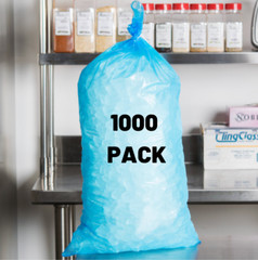 1000 PACK 20 lb. 1.75 Mil Heavy Duty Plain Blue Plastic Ice Bags Twist Ties BULK