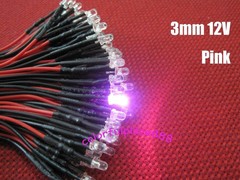3mm 12V – 16V Pre-Wired Red Yellow Blue Green Warm White Orange UV Pink LED 20CM