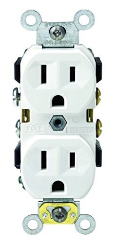 SET OF 2 Leviton Duplex Receptacle White 15A Polypropylene Type A 2-Pin NA