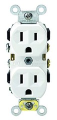 SET OF 2 Leviton Duplex Receptacle White 15A Polypropylene Type A 2-Pin NA