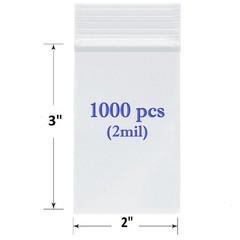 1000ct Clear Resealable 2″x3″ Zip Seal Top Lock 2MIL Clear Plastic Bags Baggies