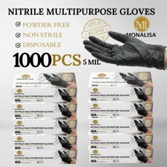 MONALISA™ Disposable Black Nitrile Gloves Industrial Powder Free 5mil 1,000 PCS