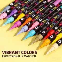 120 Colors Acrylic Paint Markers Dual Tip Dual Colors Brush Tip Pens for Rock