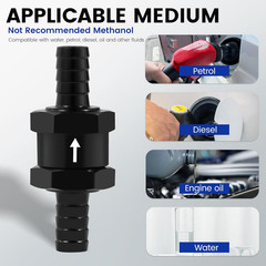 1/4″ 2PCS Fuel One-Way Check Valve, Aluminium Alloy 6Mm OD Fuel Line Check Valve