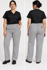 Happy Chef Utility Pants Black White Houndstooth Sz Large Classic MINT Cook